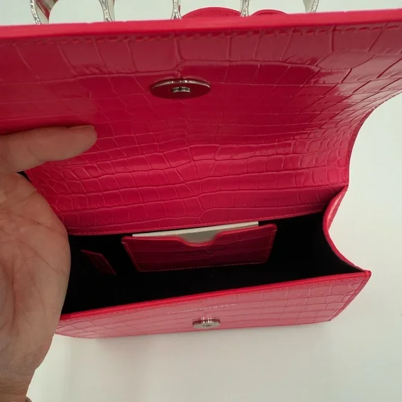 Alexander McQueen Vibrant Pink Croc embossed mini satchel - Picture 7 of 7